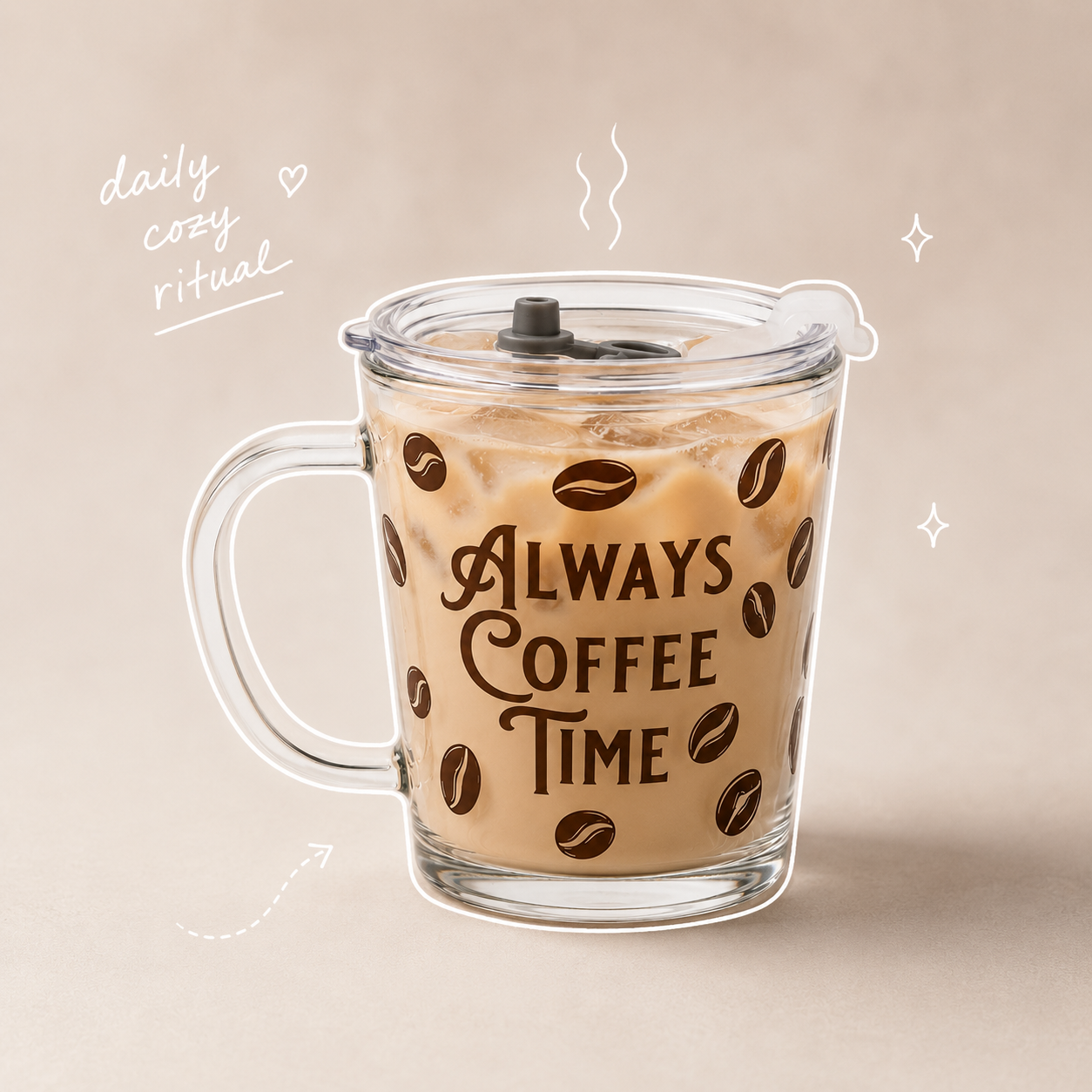 Glass Tumblers - Always Coffee Time