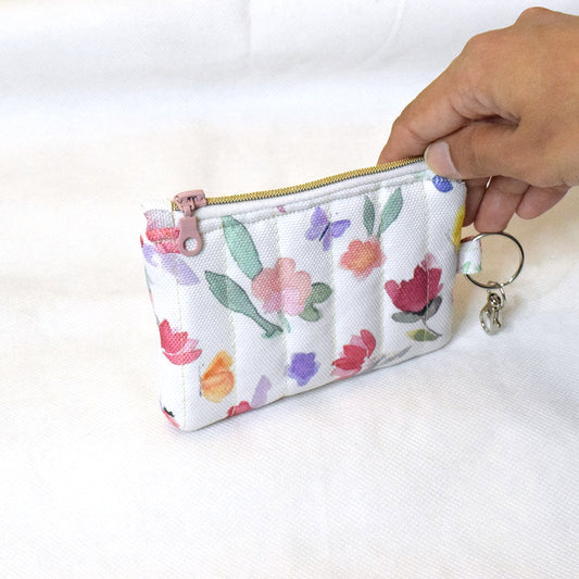 Quilted Card and Coin Pouch with Key Ring