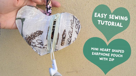 DIY Earphone Pouch From Scrap Fabric | Heart Shaped Mini Zip Pouch | February Special | Easy Sewing