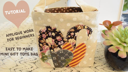 Learn How To Make Mini Fabric Tote Bag with Applique work at front. Fabric Applique for Beginners