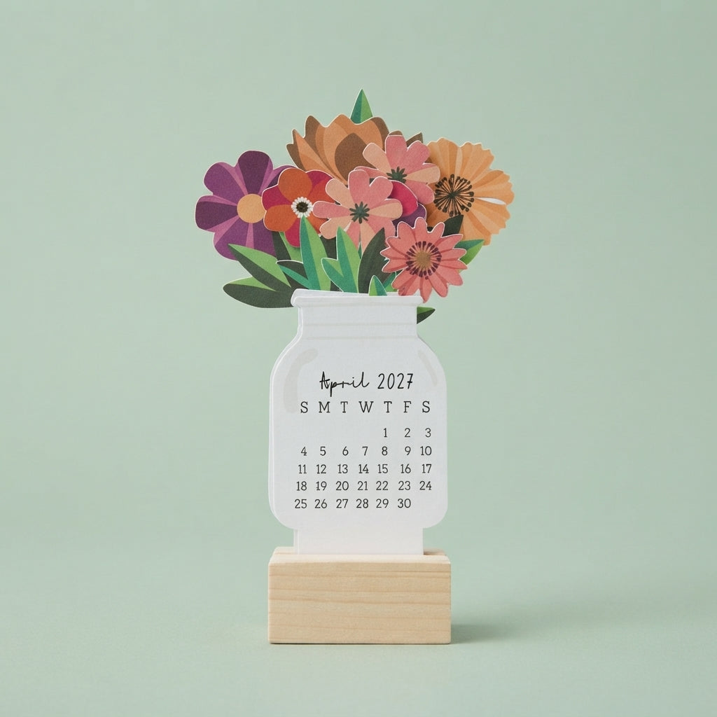 Desk Calendar 2027 - Dark Floral Bouquet