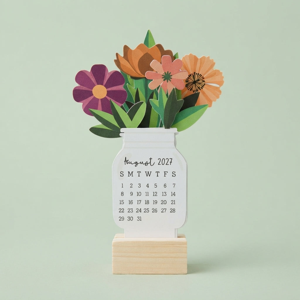 Desk Calendar 2027 - Dark Floral Bouquet