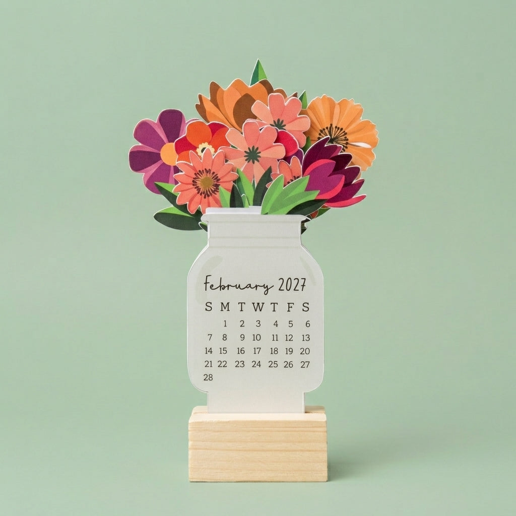 Desk Calendar 2027 - Dark Floral Bouquet