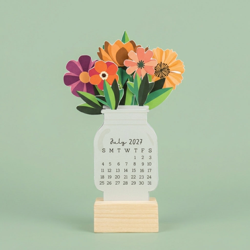 Desk Calendar 2027 - Dark Floral Bouquet