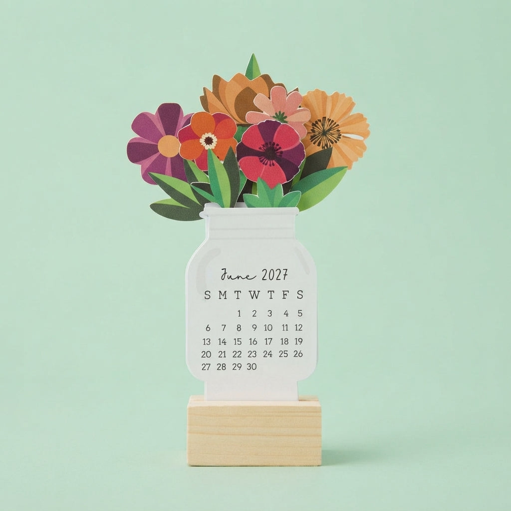 Desk Calendar 2027 - Dark Floral Bouquet