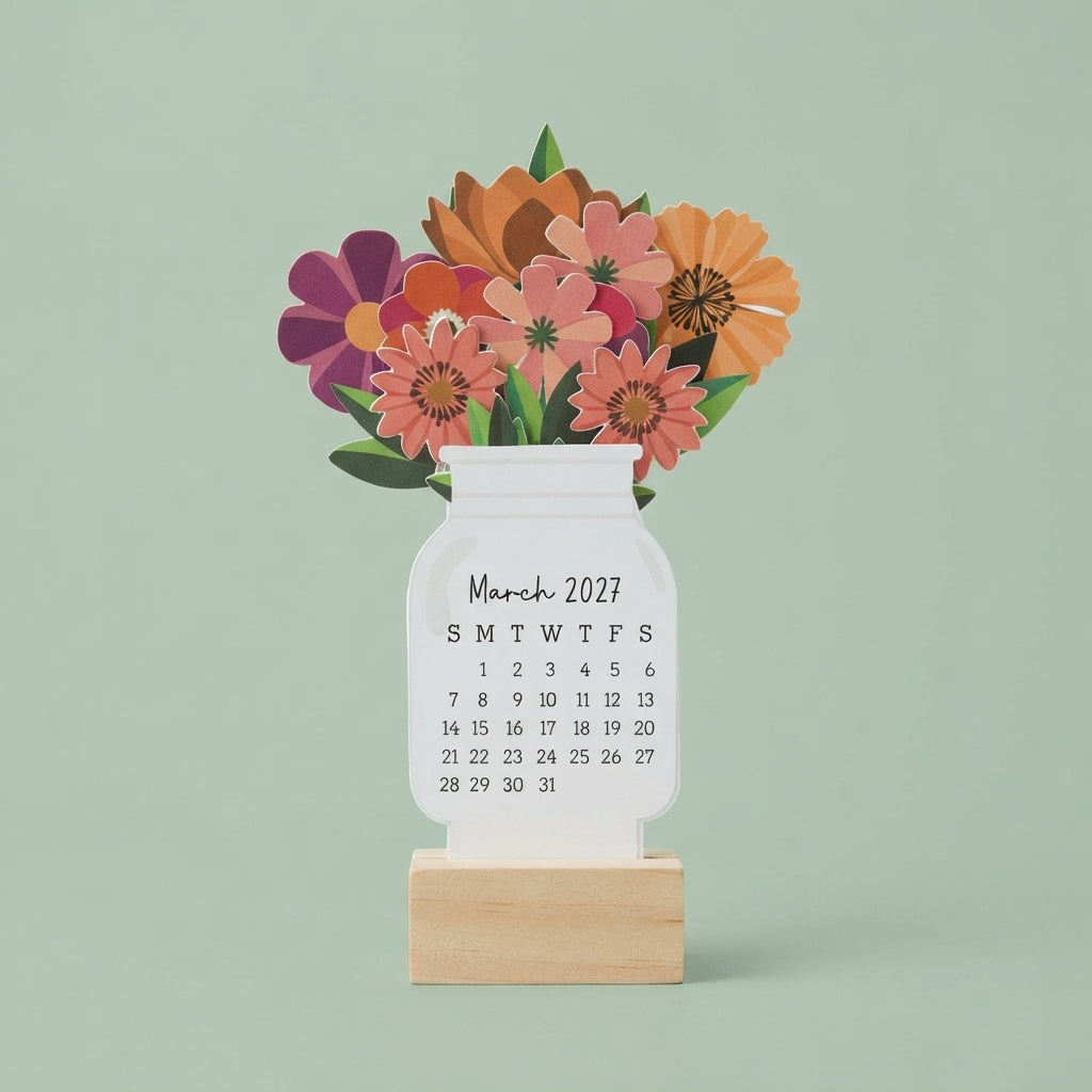 Desk Calendar 2027 - Dark Floral Bouquet
