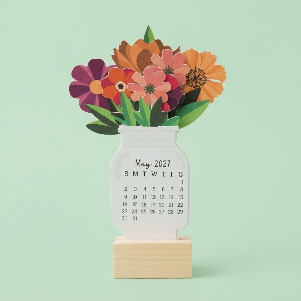 Desk Calendar 2027 - Dark Floral Bouquet