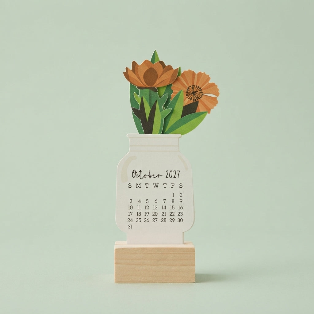 Desk Calendar 2027 - Dark Floral Bouquet