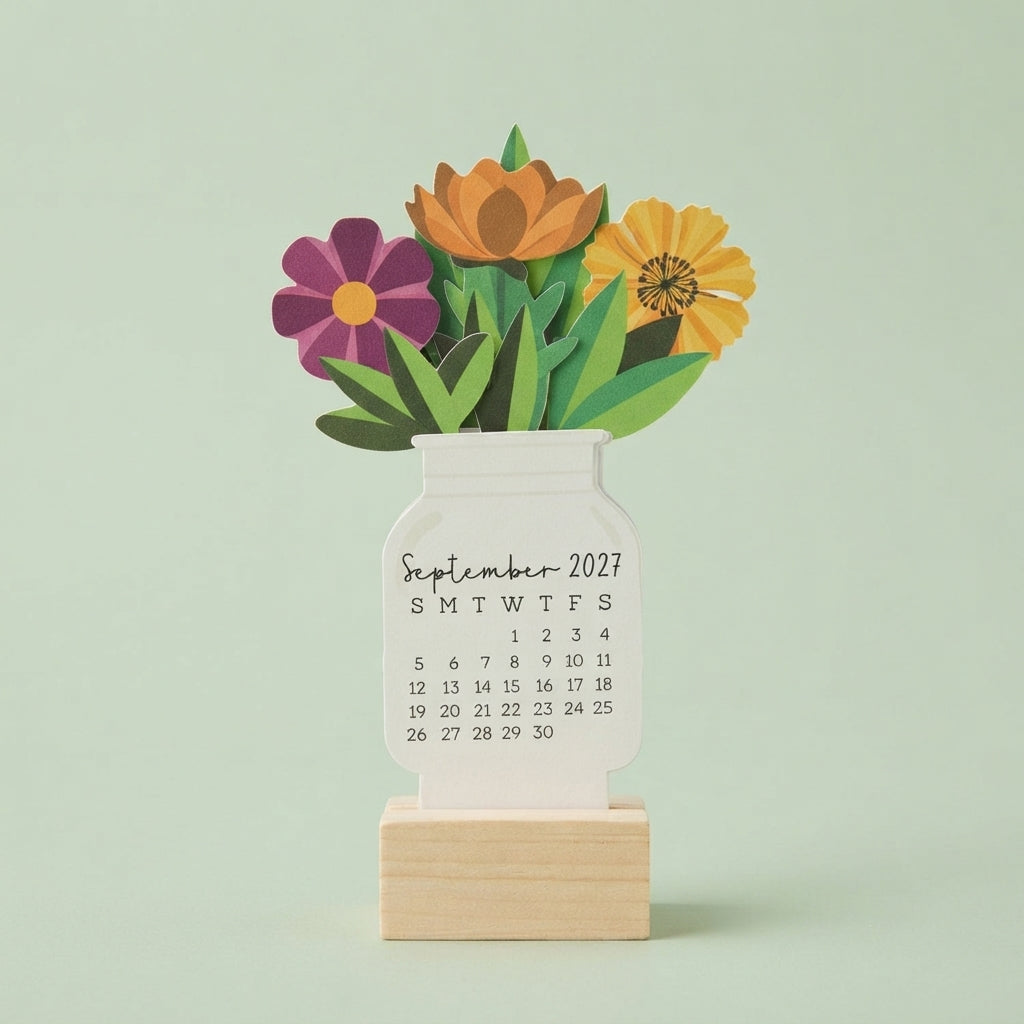 Desk Calendar 2027 - Dark Floral Bouquet