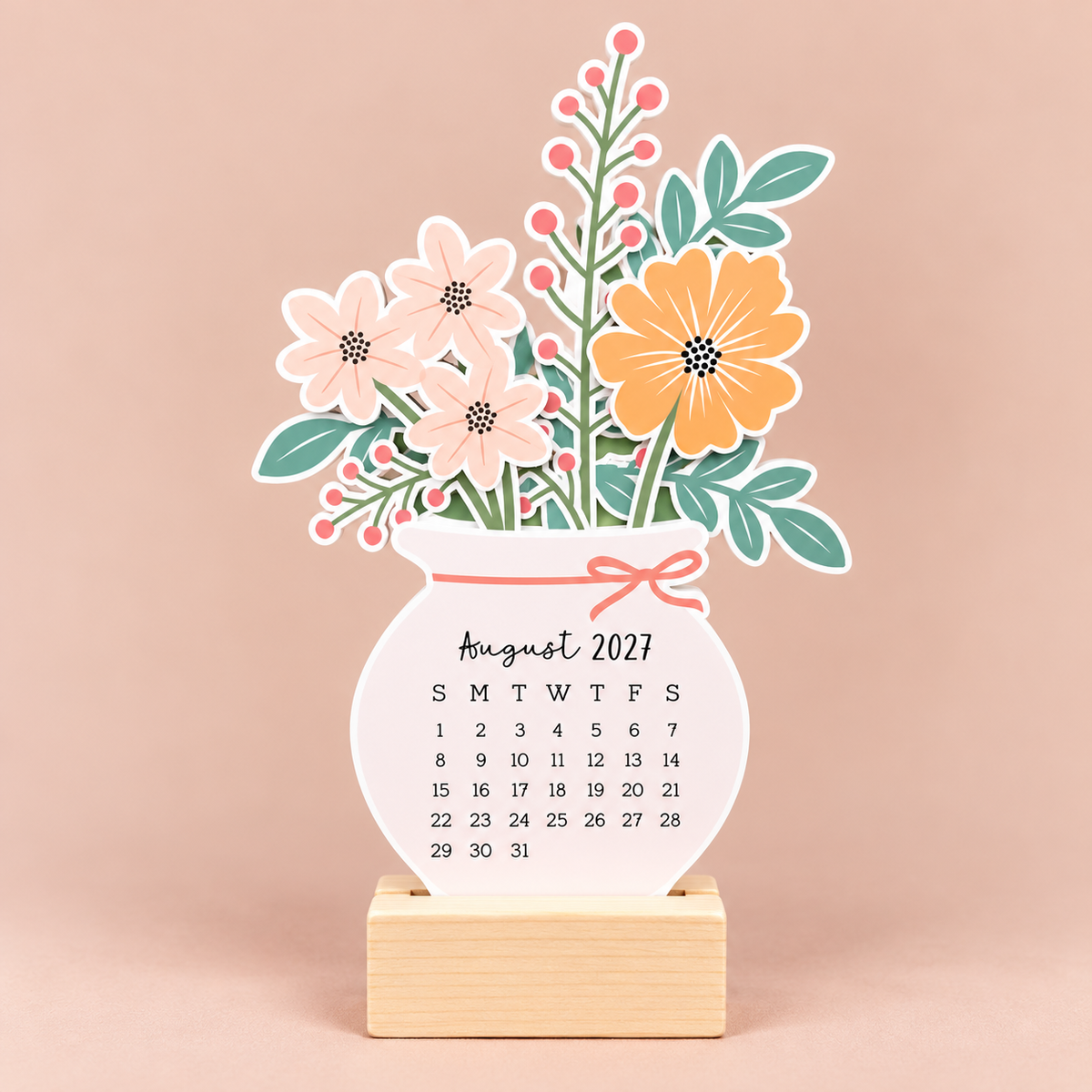 Desk Calendar 2027 - Light Floral Bouquet