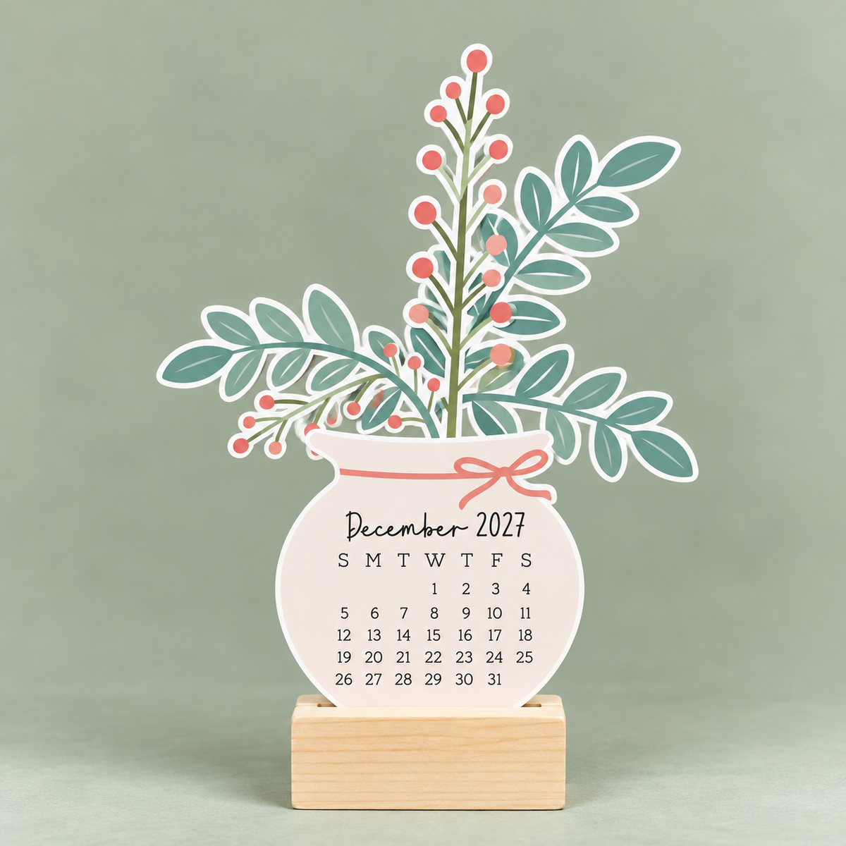Desk Calendar 2027 - Light Floral Bouquet