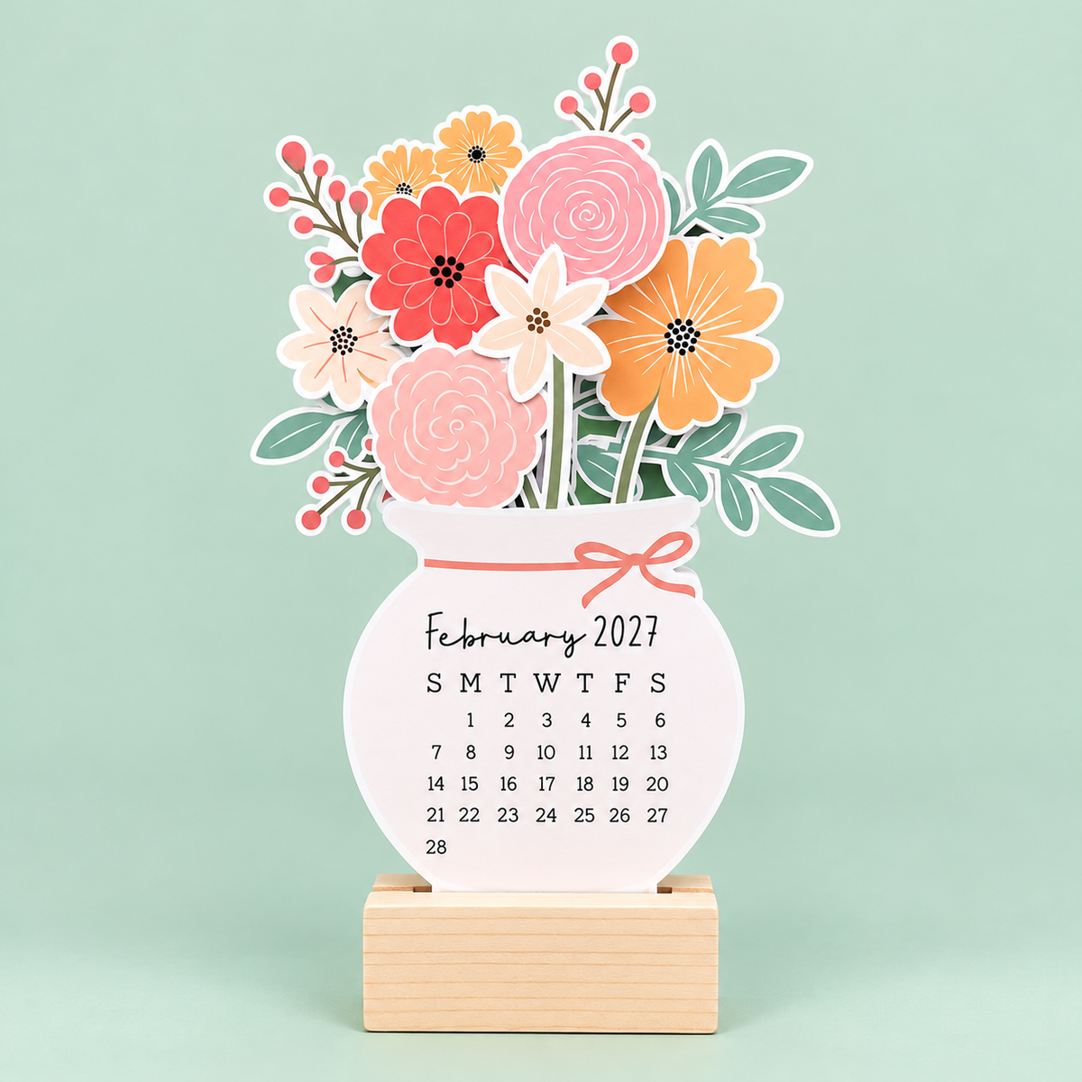 Desk Calendar 2027 - Light Floral Bouquet