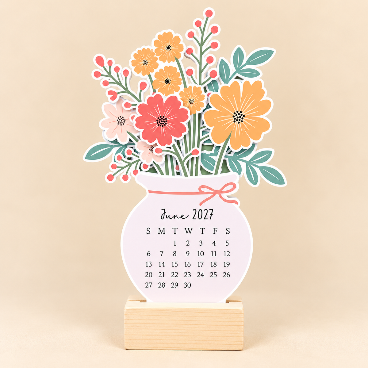 Desk Calendar 2027 - Light Floral Bouquet