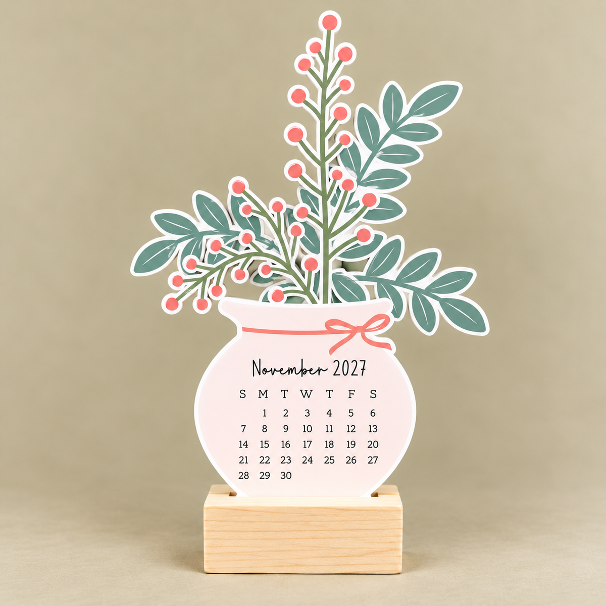 Desk Calendar 2027 - Light Floral Bouquet