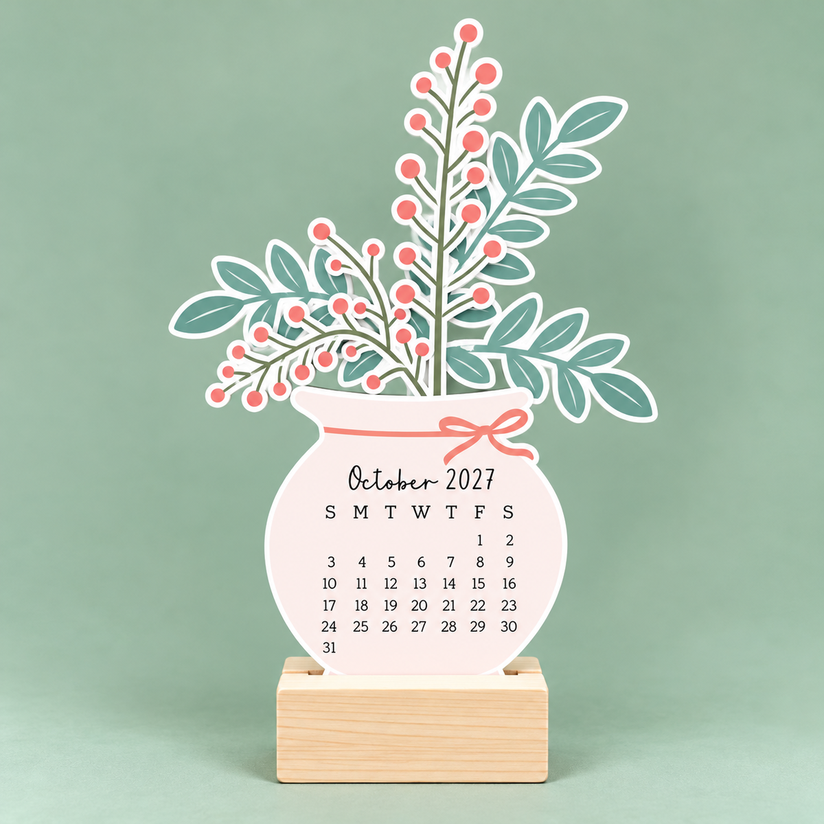 Desk Calendar 2027 - Light Floral Bouquet