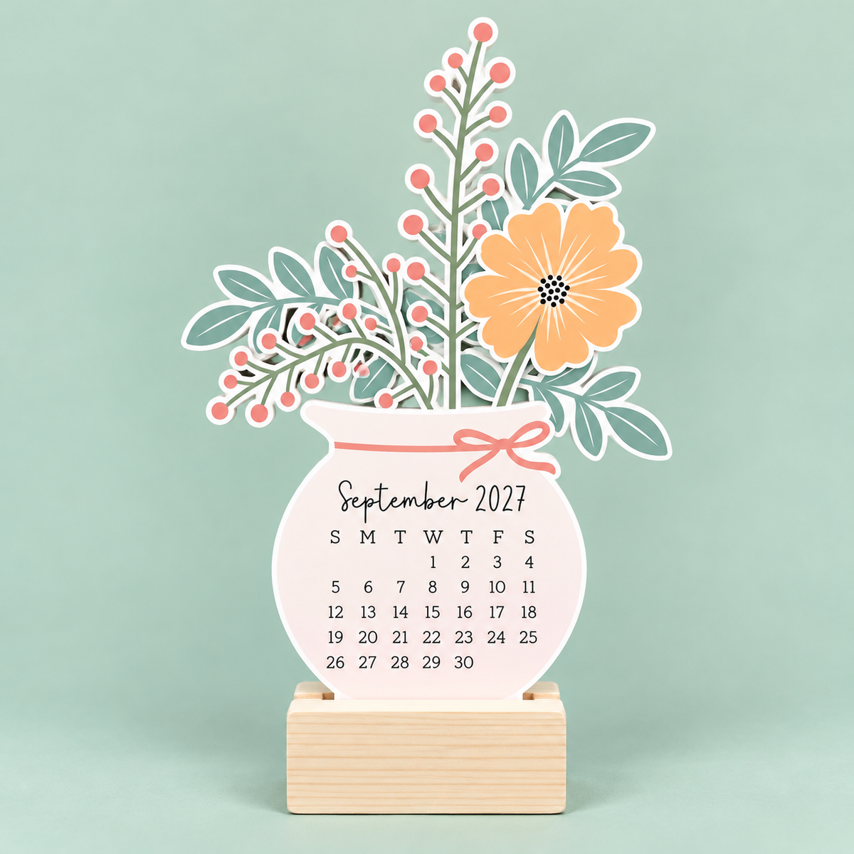 Desk Calendar 2027 - Light Floral Bouquet