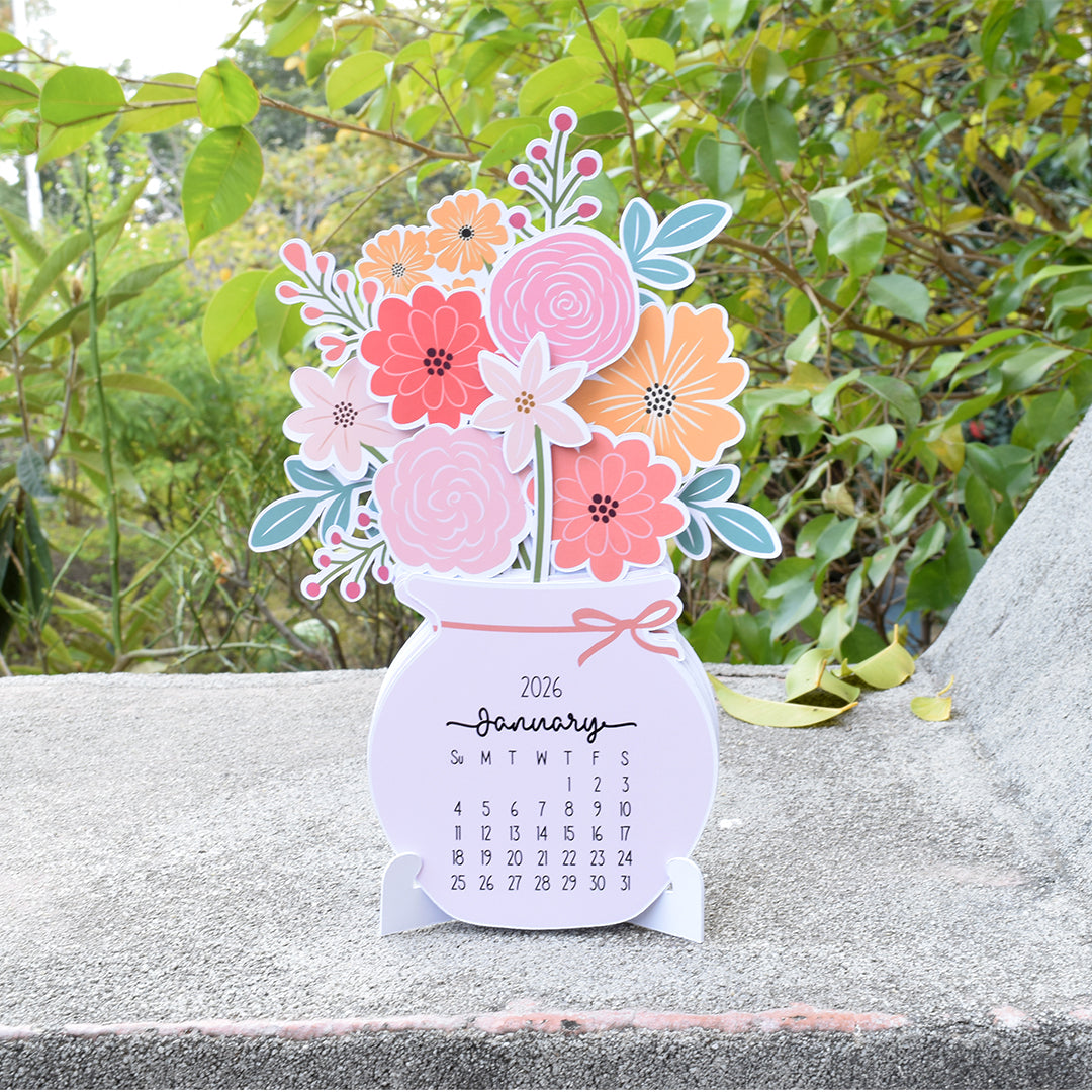 Floral Desk Calendar 2026