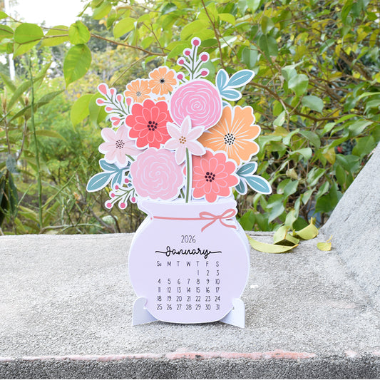 Floral Desk Calendar 2026
