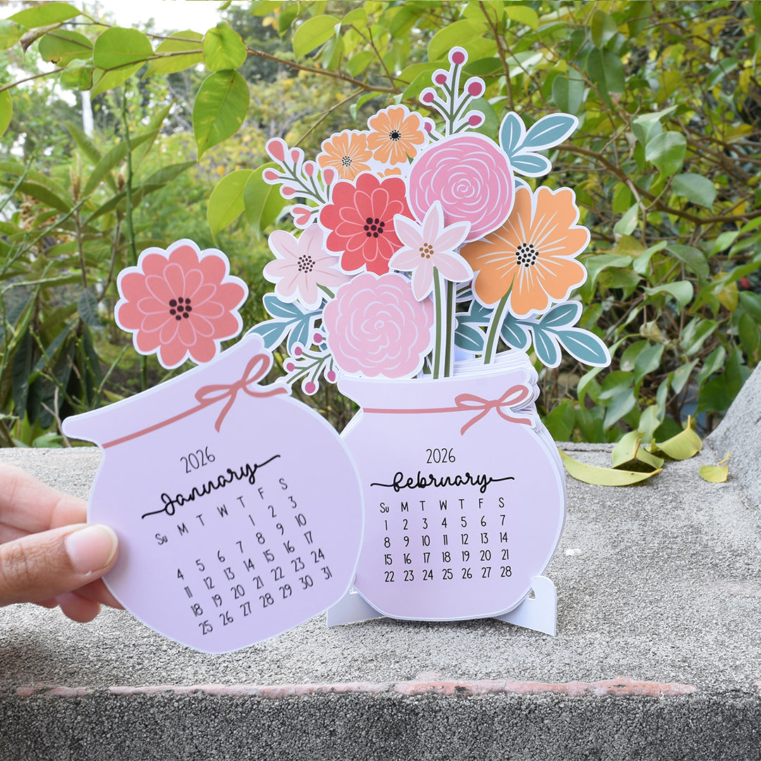 Floral Desk Calendar 2026