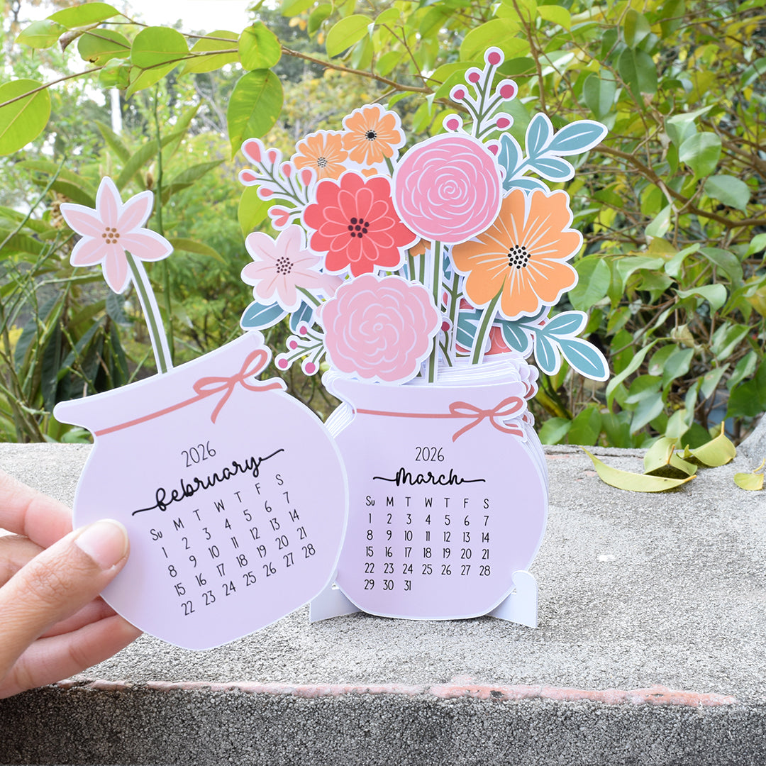Floral Desk Calendar 2026