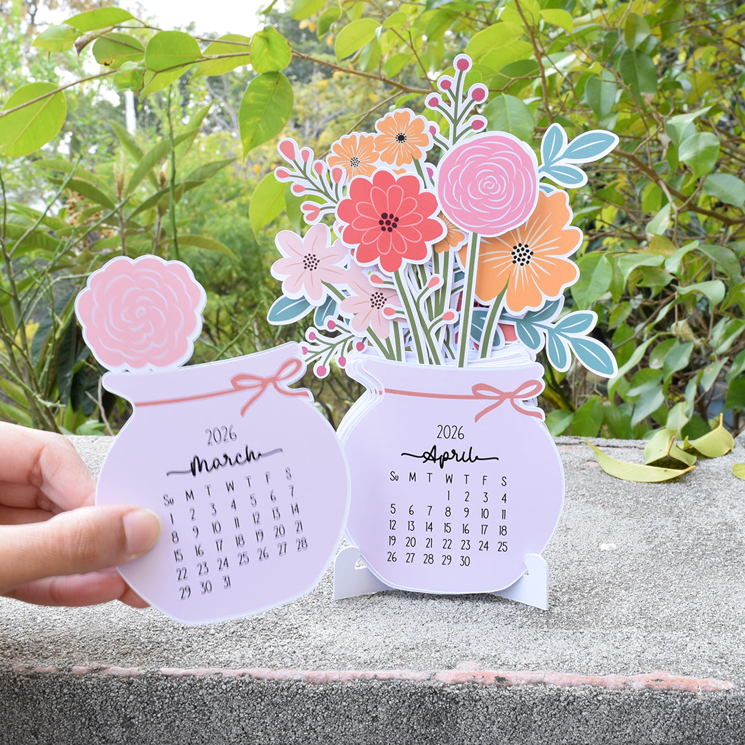 Floral Desk Calendar 2026