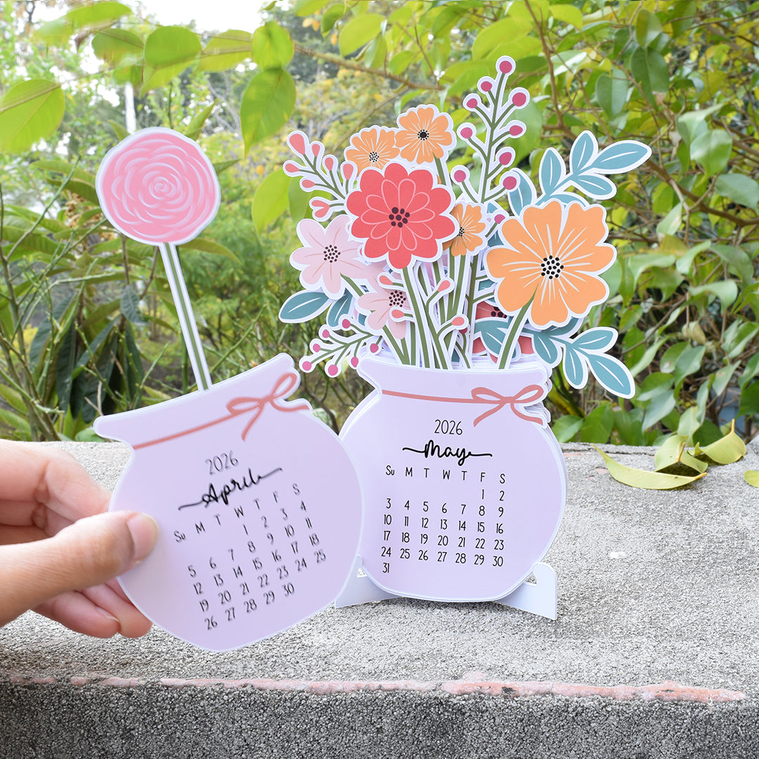 Floral Desk Calendar 2026