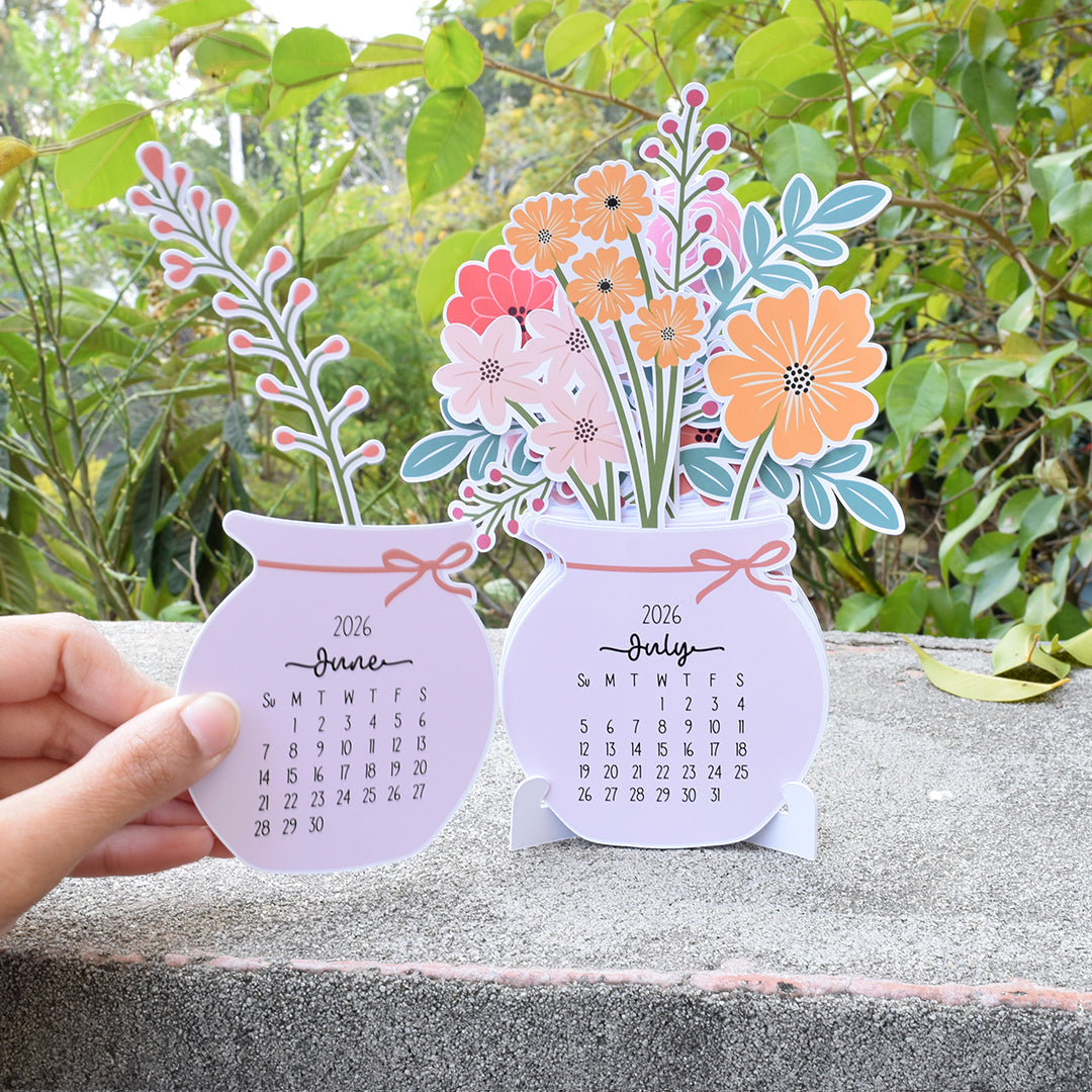 Floral Desk Calendar 2026
