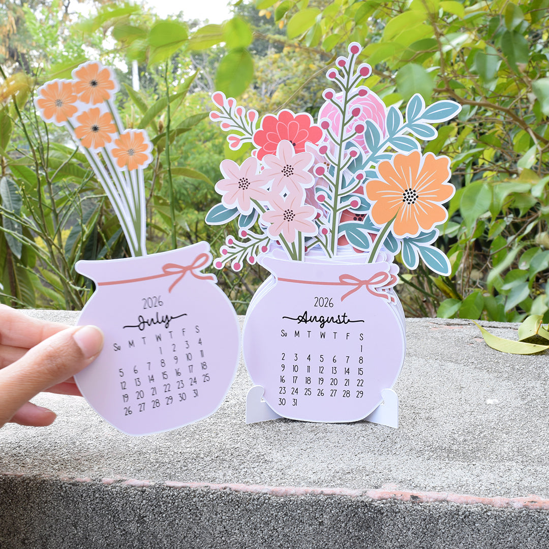 Floral Desk Calendar 2026