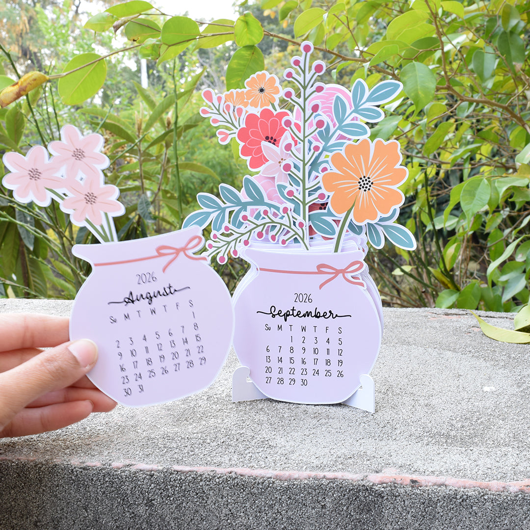 Floral Desk Calendar 2026