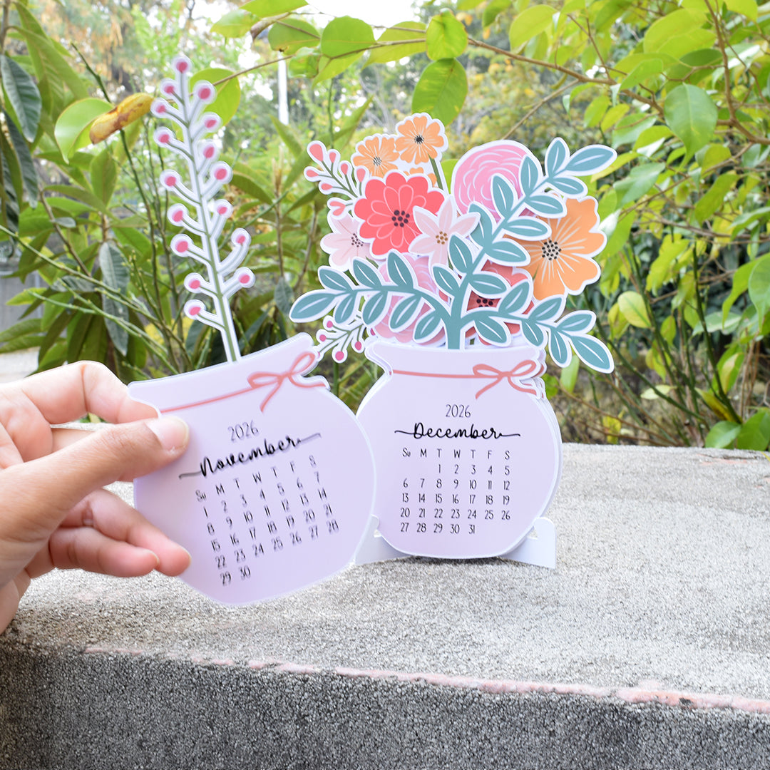 Floral Desk Calendar 2026