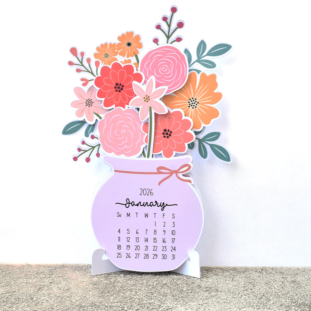 Floral Desk Calendar 2026