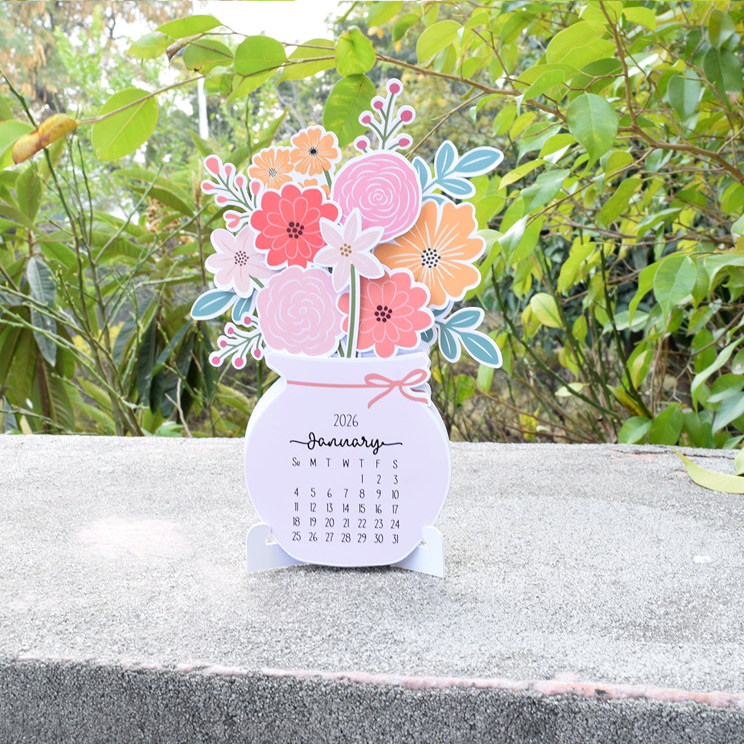Floral Desk Calendar 2026