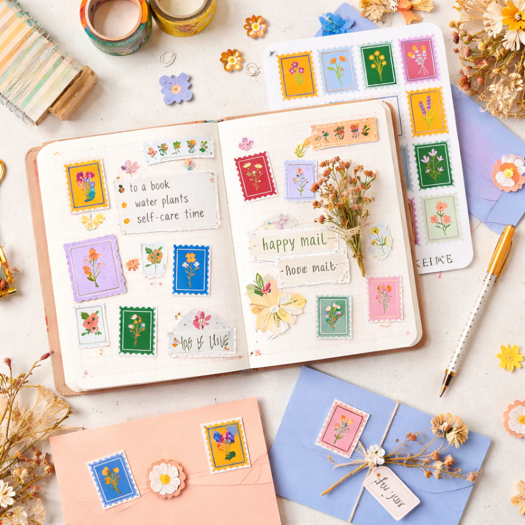 Floral Stamp Sticker Sheet