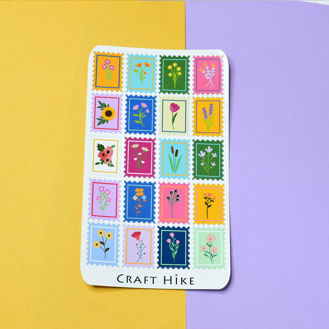 Floral Stamp Sticker Sheet