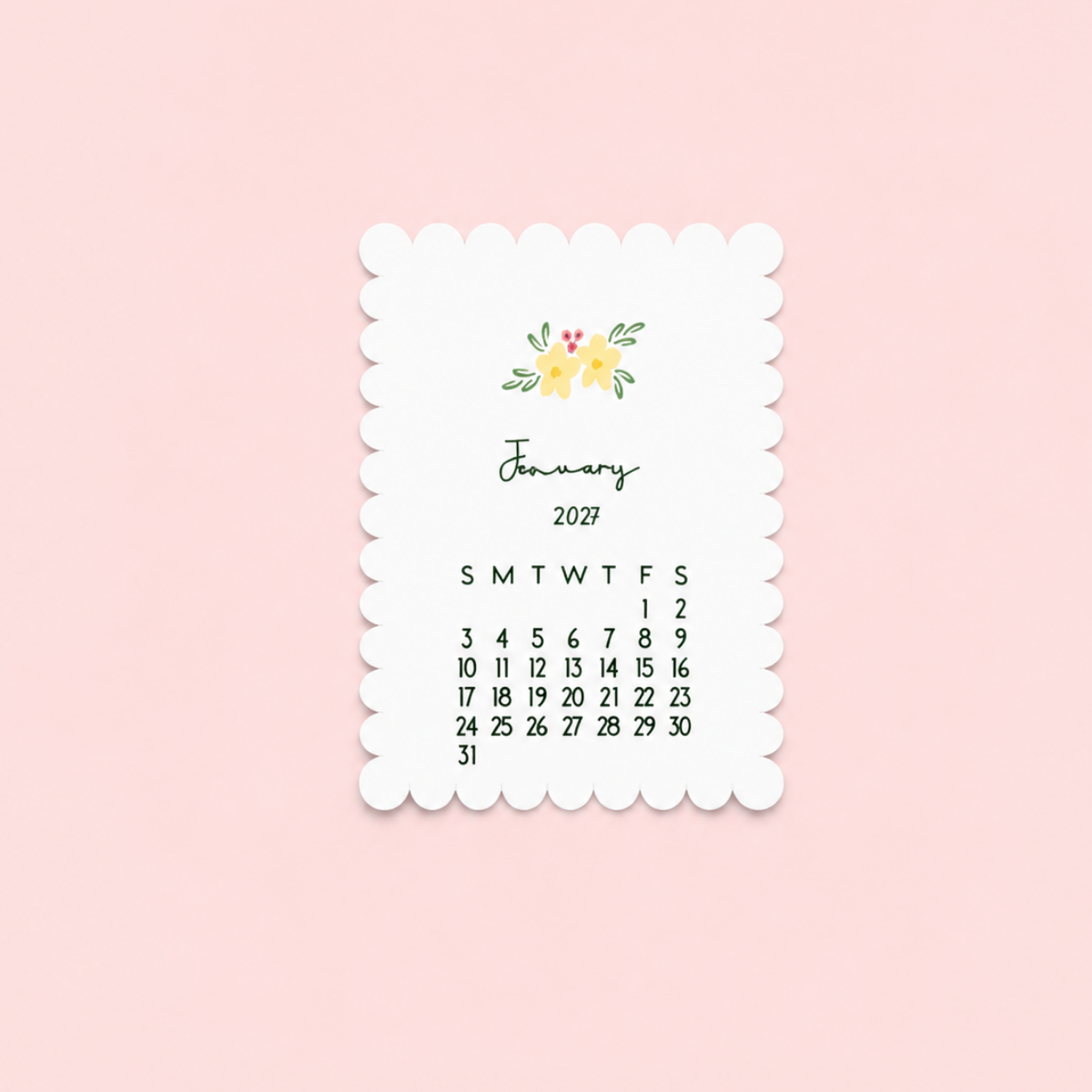 Mini Pocket Calendar Cards 2027