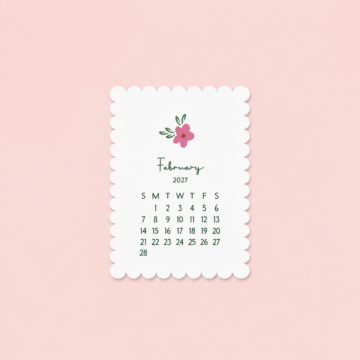 Mini Pocket Calendar Cards 2027