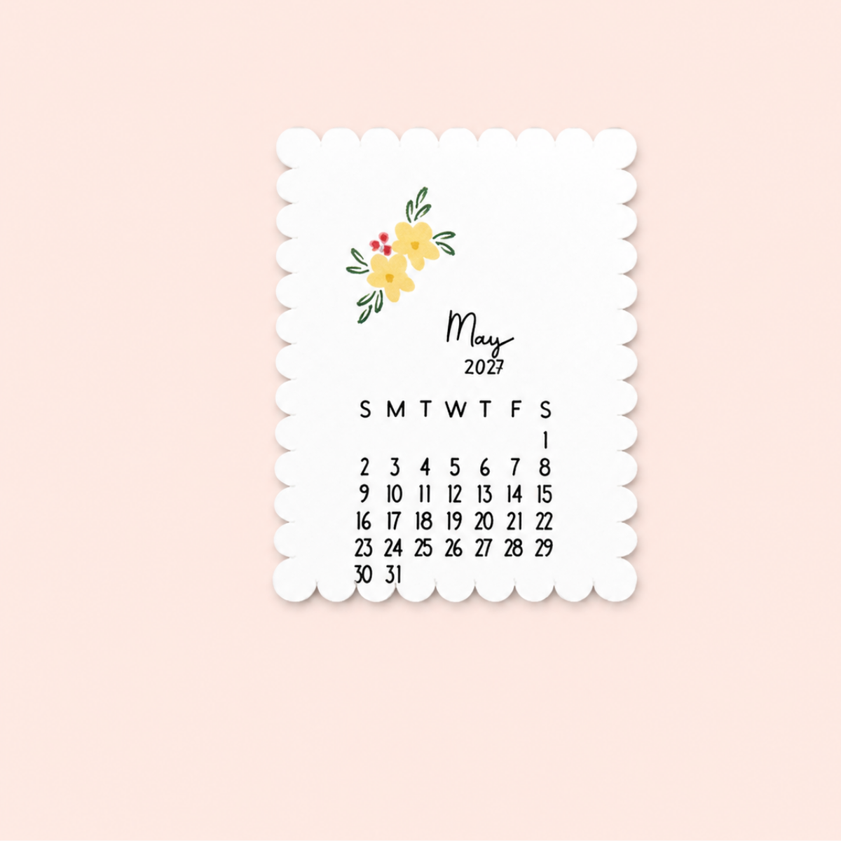Mini Pocket Calendar Cards 2027