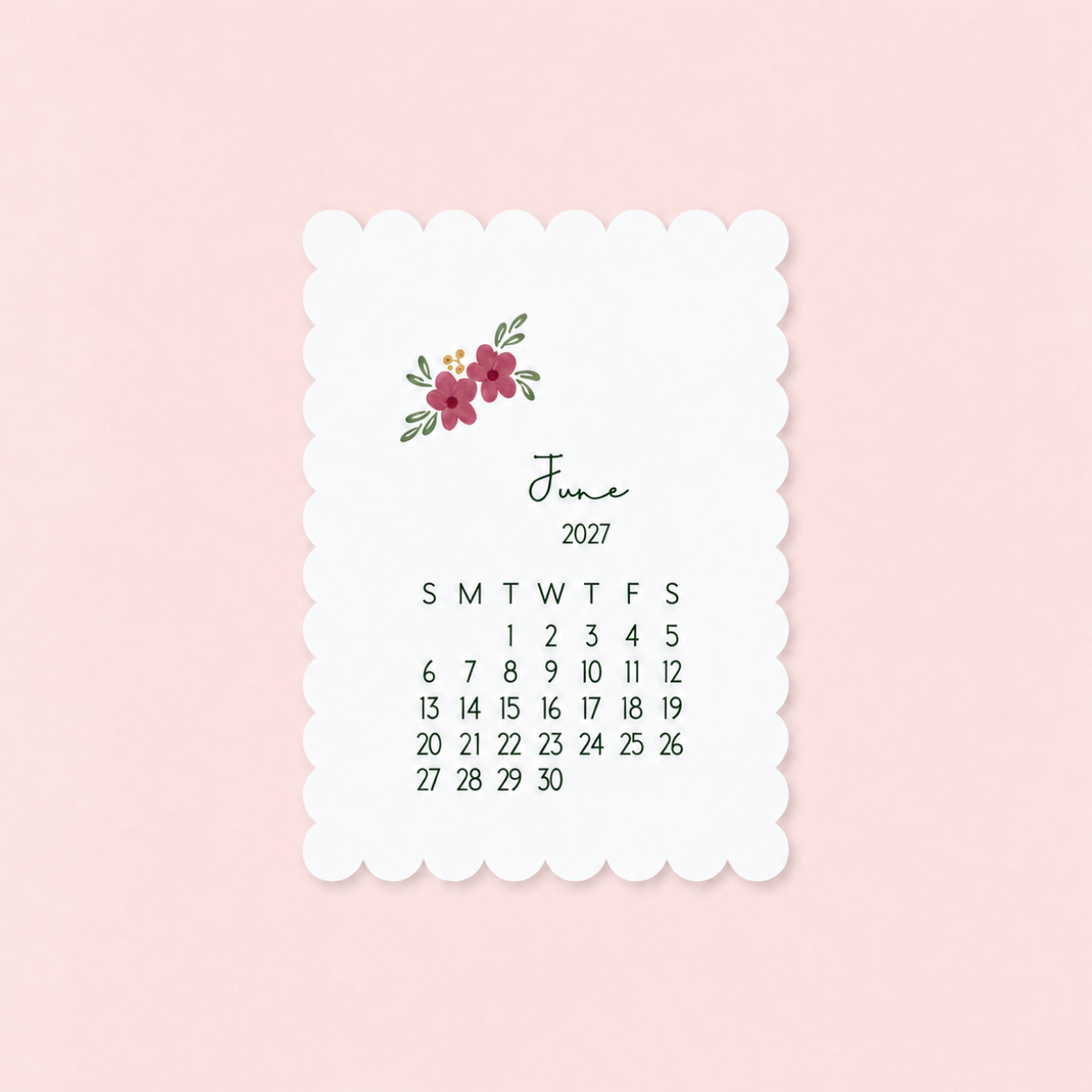Mini Pocket Calendar Cards 2027
