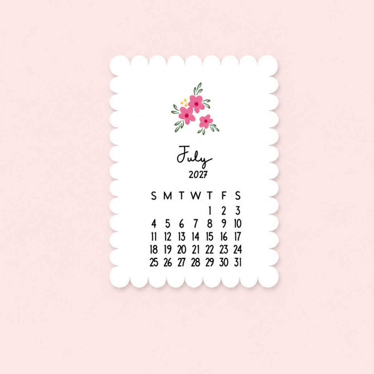 Mini Pocket Calendar Cards 2027