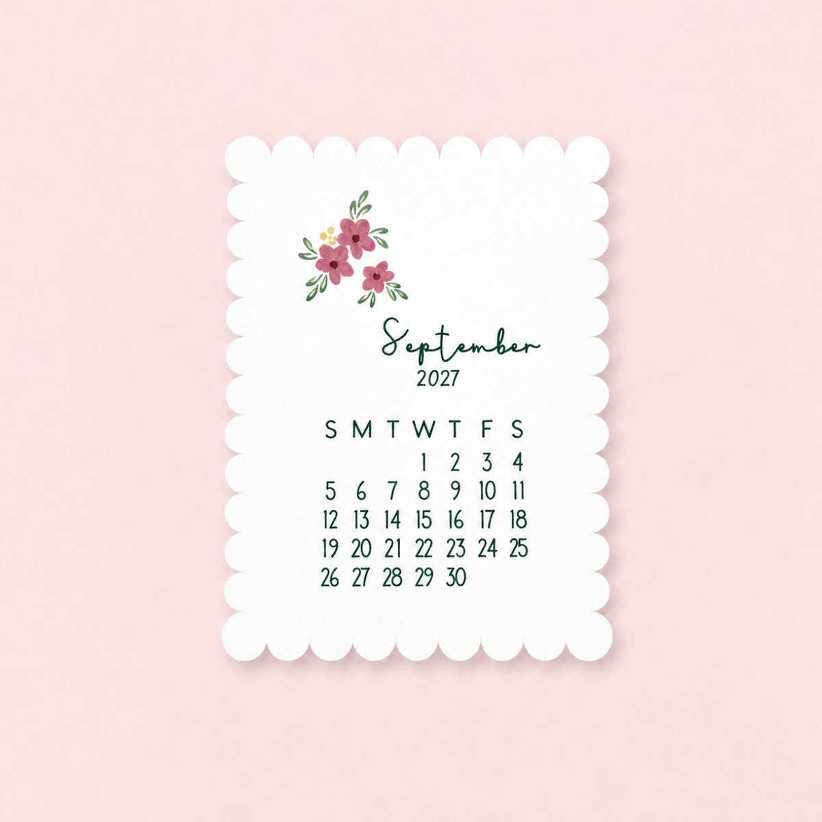 Mini Pocket Calendar Cards 2027