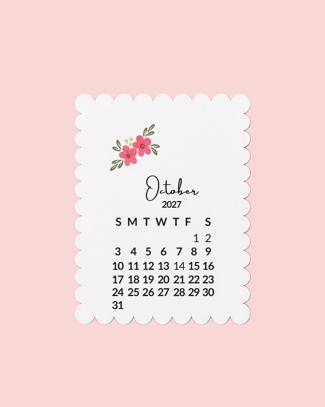 Mini Pocket Calendar Cards 2027