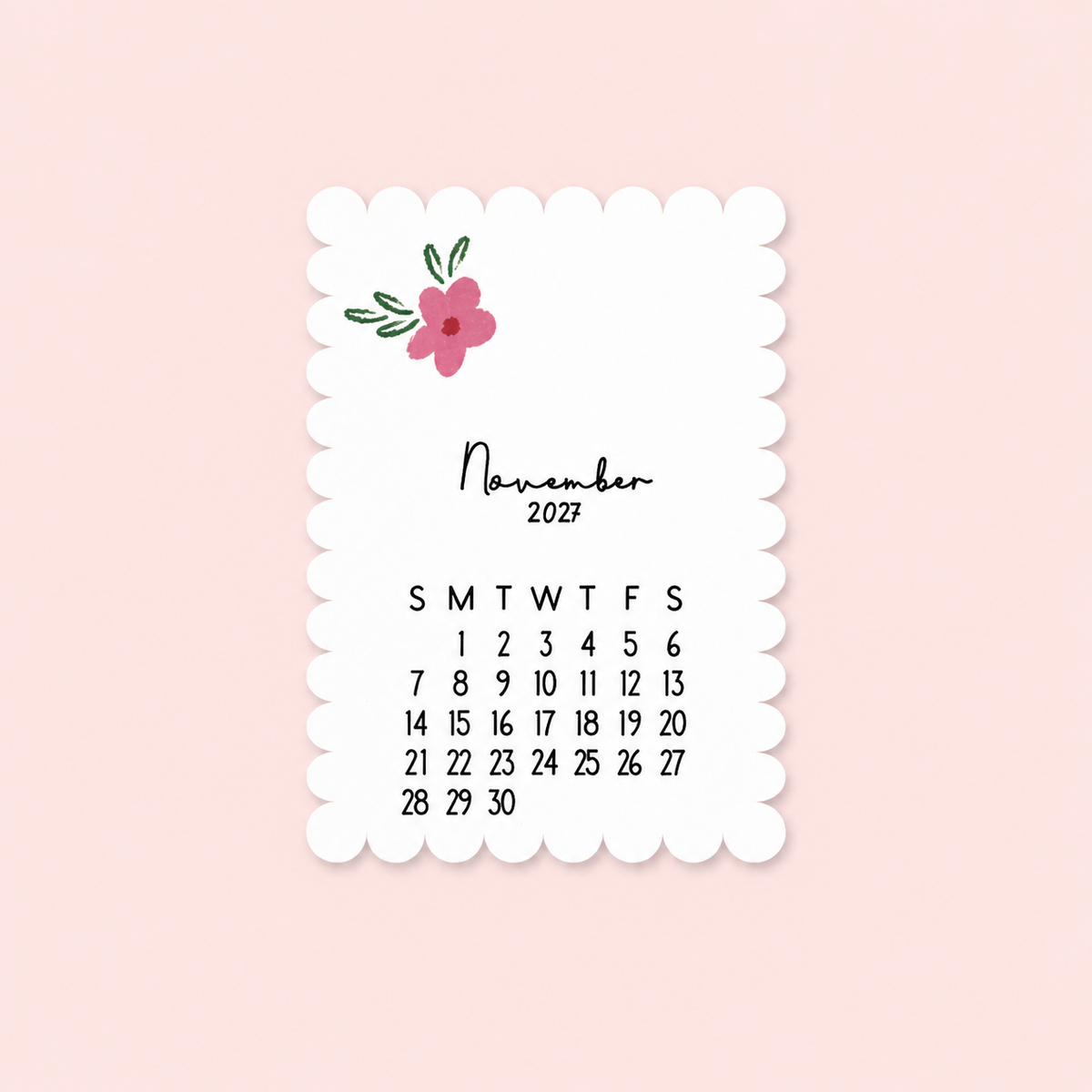 Mini Pocket Calendar Cards 2027