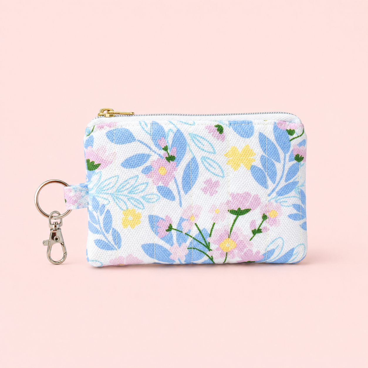 Quilted Card and Coin Pouch with Key Ring
