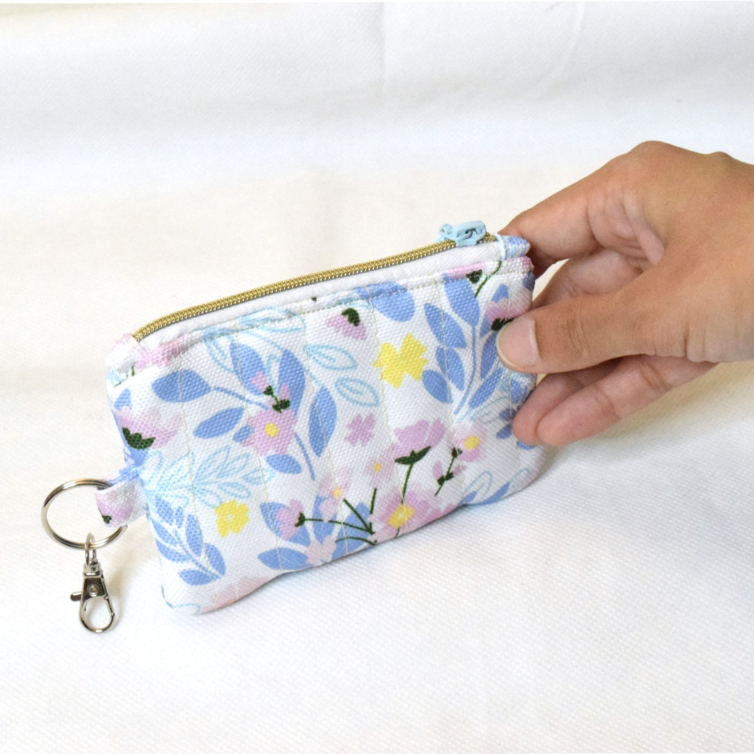 Quilted Card and Coin Pouch with Key Ring