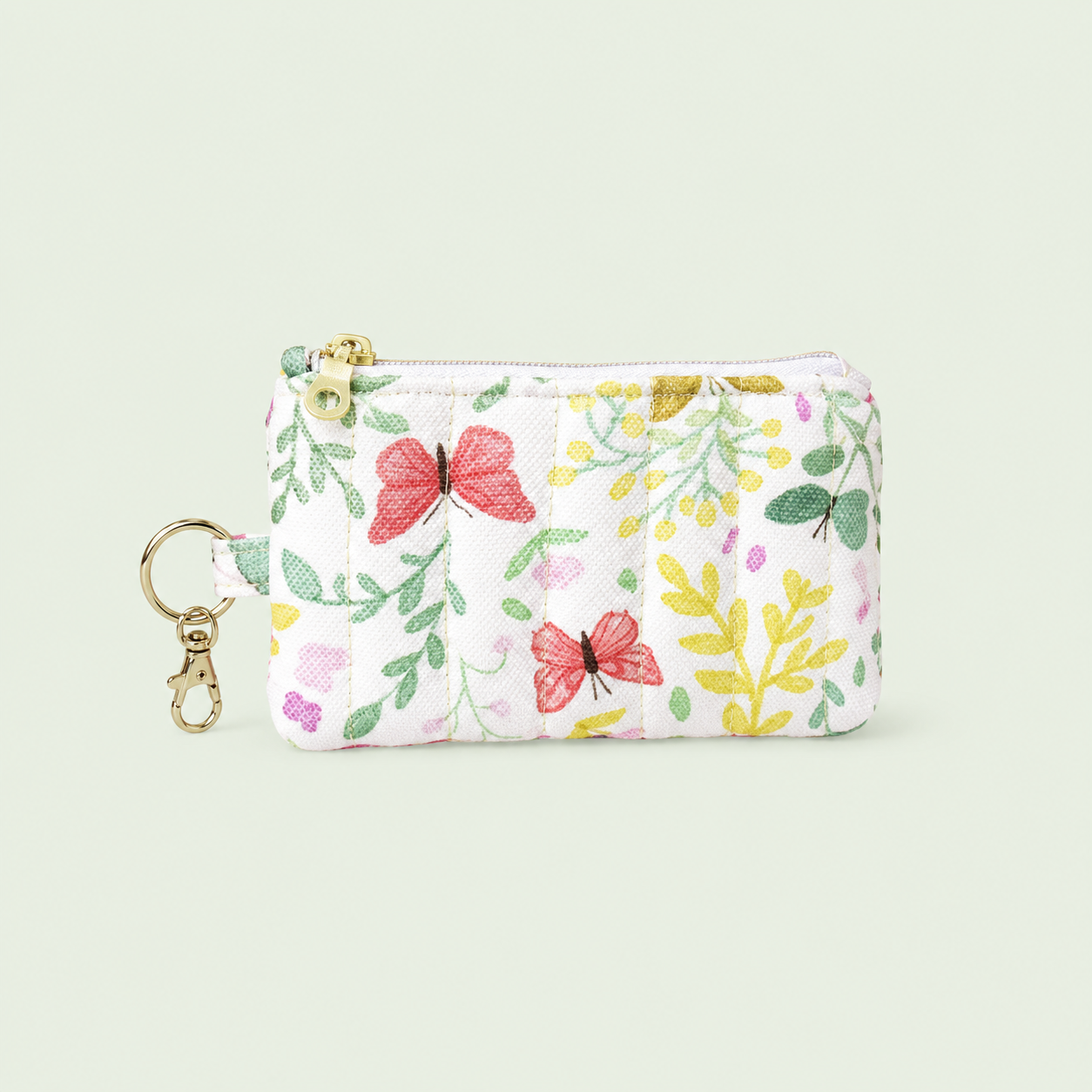Quilted Card and Coin Pouch with Key Ring