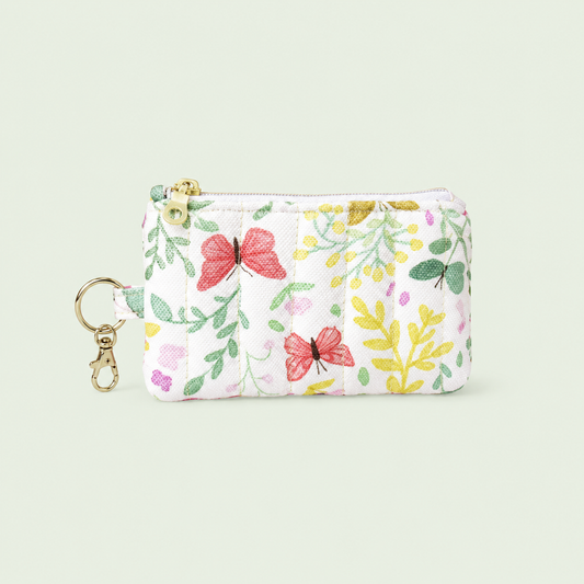 Quilted Card and Coin Pouch with Key Ring