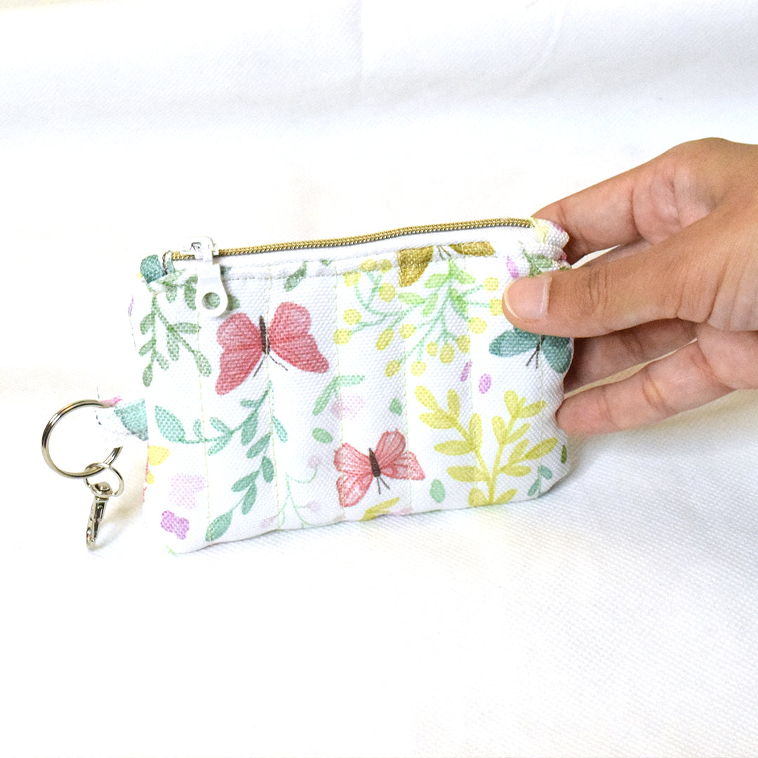 Quilted Card and Coin Pouch with Key Ring