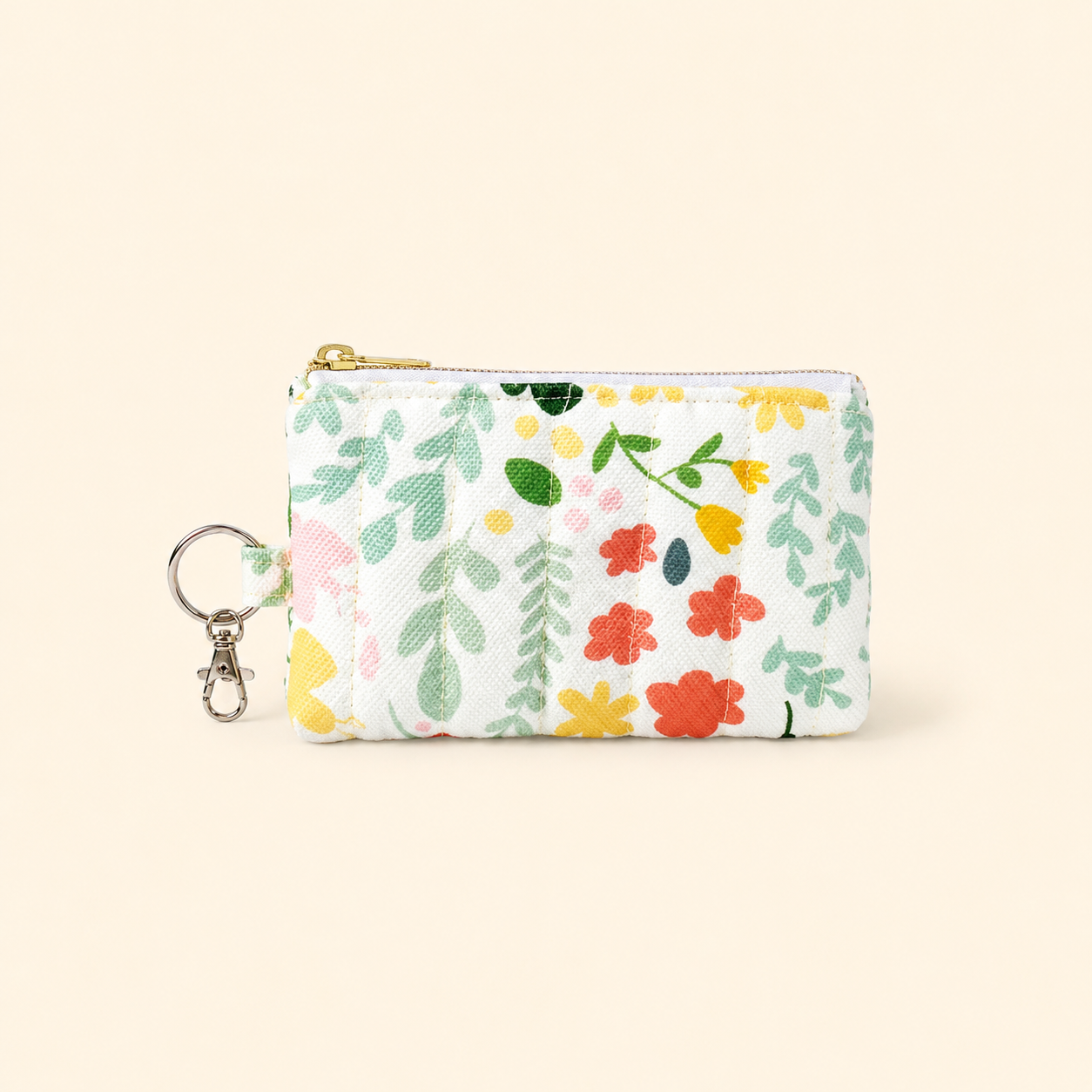 Quilted Card and Coin Pouch with Key Ring