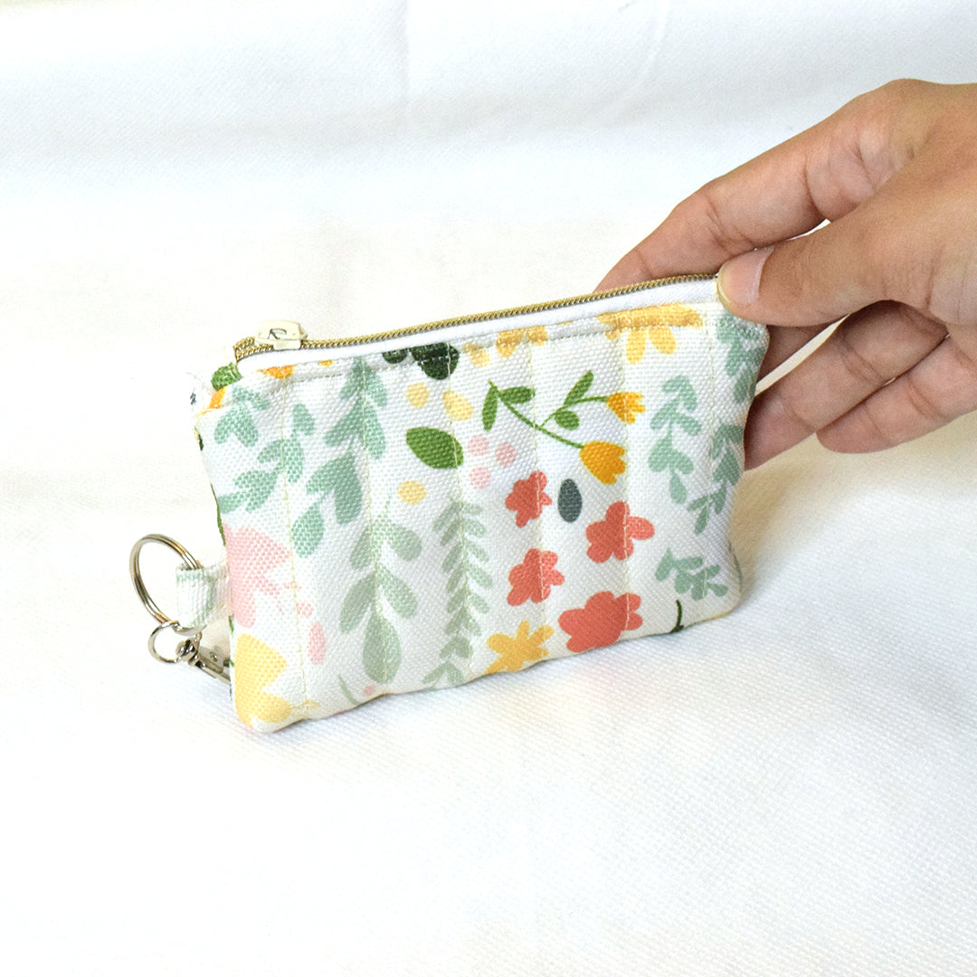 Quilted Card and Coin Pouch with Key Ring