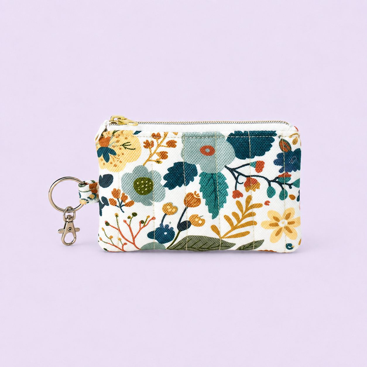 Quilted Card and Coin Pouch with Key Ring